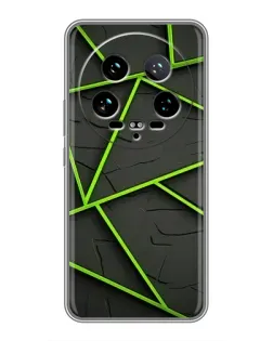 Чехол для Xiaomi 14 Ultra с картинкой «Зеленые геометрические линии»