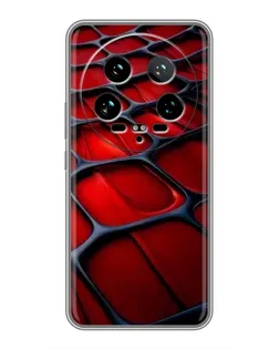 Чехол для Xiaomi 14 Ultra с картинкой «Красная глянцевая сетка»
