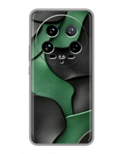 Чехол для Xiaomi 14 Ultra с картинкой «Зеленые кожаные волны» Чехол для Xiaomi 14 Ultra с картинкой «Зеленые кожаные волны»