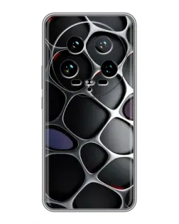 Чехол для Xiaomi 14 Ultra с картинкой «Объемная темная решетка»