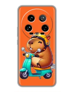 Чохол для Xiaomi 14 Ultra з картинкою «Капібара на скутері»