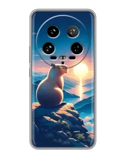 Чохол для Xiaomi 14 Ultra з картинкою «Захід сонця з капібарою»