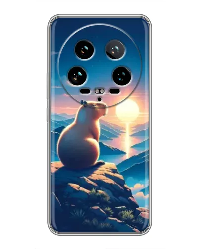 Чохол для Xiaomi 14 Ultra з картинкою «Захід сонця з капібарою»