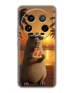 Чохол для Xiaomi 14 Ultra з картинкою «Капібара з піцою»