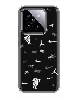 Чехол для Xiaomi 14 с картинкой «Nike Black Pattern»