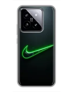 Чехол для Xiaomi 14 с картинкой «Неоновый контур Nike»