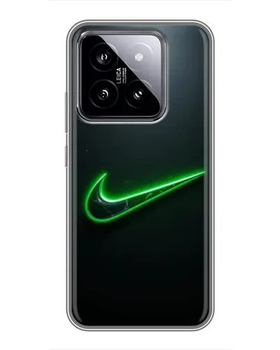 Чехол для Xiaomi 14 с картинкой «Неоновый контур Nike»