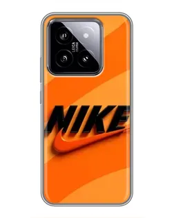 Чехол для Xiaomi 14 с картинкой «Оранжевый драйв Nike»