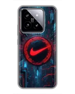 Чехол для Xiaomi 14 с картинкой «Техногенный стиль Nike»
