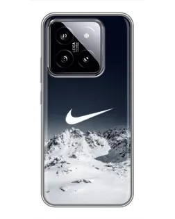 Чехол для Xiaomi 14 с картинкой «Nike — зимние горы»