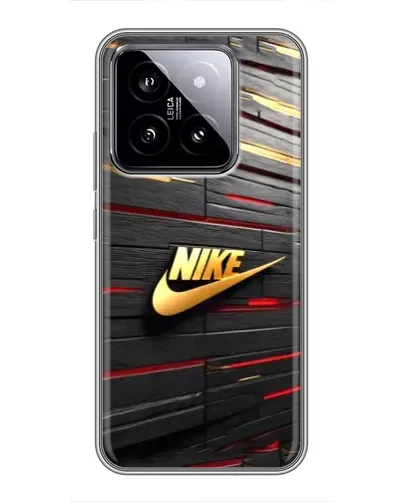 Чехол для Xiaomi 14 с картинкой «Золотой Nike на металле»