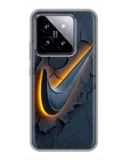 Чехол для Xiaomi 14 с картинкой «Объемный логотип Найк»