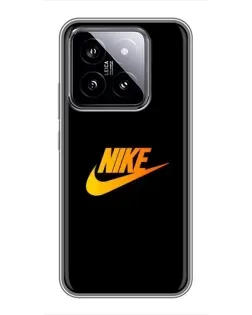 Чехол для Xiaomi 14 с картинкой «Золотой логотип Nike»