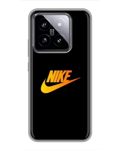 Чехол для Xiaomi 14 с картинкой «Золотой логотип Nike»