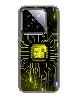 Чехол для Xiaomi 14 с картинкой «Nike — золотая искра»