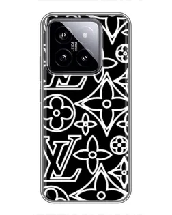 Чехол для Xiaomi 14 с картинкой «Черно-белый узор LV»