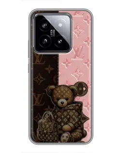 Чехол для Xiaomi 14 с картинкой «Мишка в стиле LV»