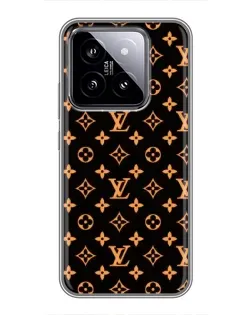 Чехол для Xiaomi 14 с картинкой «Золотая монограмма LV»