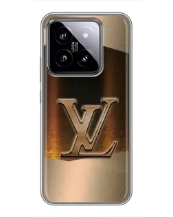 Чехол для Xiaomi 14 с картинкой «LV — золотое сияние»