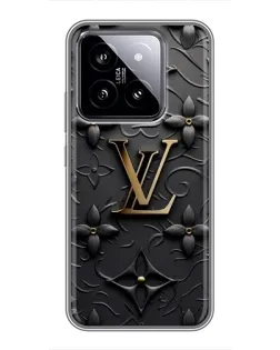 Чехол для Xiaomi 14 с картинкой «Кожаная текстура LV»