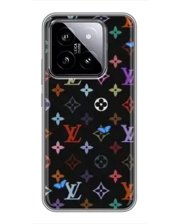 Чехол для Xiaomi 14 с картинкой «Цветная монограмма LV»