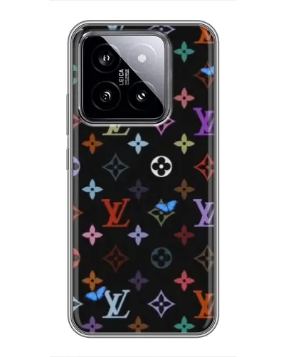 Чехол для Xiaomi 14 с картинкой «Цветная монограмма LV»
