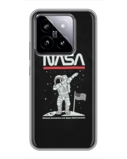Чехол для Xiaomi 14 с картинкой «NASA — шагаем по Луне»
