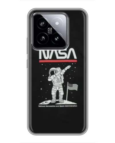 Чехол для Xiaomi 14 с картинкой «NASA — шагаем по Луне»