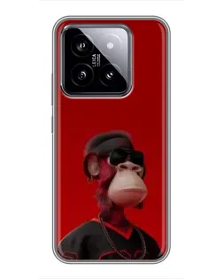 Чехол для Xiaomi 14 с картинкой «Bored Ape в красном»