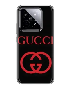 Чехол для Xiaomi 14 с картинкой «Gucci — красный логотип»