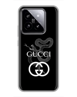 Чехол для Xiaomi 14 с картинкой «Gucci — серебряная змея»