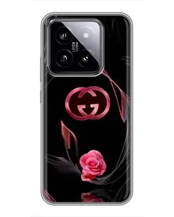 Чехол для Xiaomi 14 с картинкой «Gucci — неоновая роза»