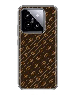 Чехол для Xiaomi 14 с картинкой «Gucci — золотые диагонали»