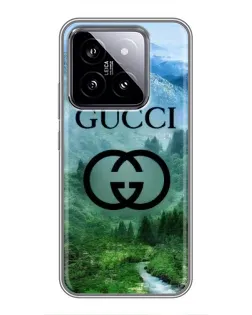 Чехол для Xiaomi 14 с картинкой «Gucci — горный пейзаж»