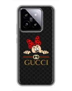 Чехол для Xiaomi 14 с картинкой «Минни Маус Gucci — черный»