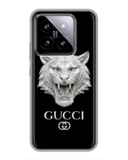 Чохол для Xiaomi 14 з картинкою «Gucci — срібний лев» Чохол для Xiaomi 14 з картинкою «Gucci — срібний лев»