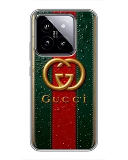 Чохол для Xiaomi 14 з картинкою «Gucci — фірмова смуга та золото» Чохол для Xiaomi 14 з картинкою «Gucci — фірмова смуга та золото»
