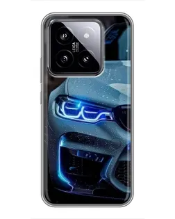 Чохол для Xiaomi 14 з картинкою «Погляд BMW з синіми фарами»