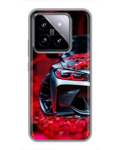 Чохол для Xiaomi 14 з картинкою «Спортивна BMW та квіти»