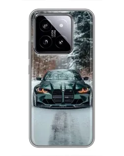 Чохол для Xiaomi 14 з картинкою «BMW у зимовому лісі»