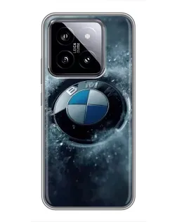 Чехол для Xiaomi 14 с картинкой «Логотип BMW — лед»