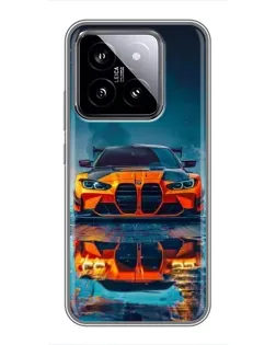 Чехол для Xiaomi 14 с картинкой «BMW — золотая эмблема»