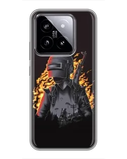 Чохол для Xiaomi 14 з картинкою «PUBG — вогняний силует»