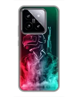 Чохол для Xiaomi 14 з картинкою «PUBG — вогняний воїн»