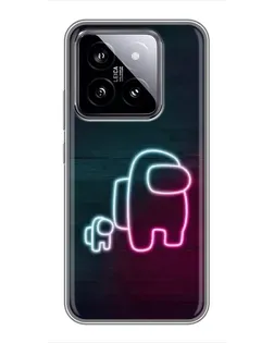 Чехол для Xiaomi 14 с картинкой «Among Us неон-арт»