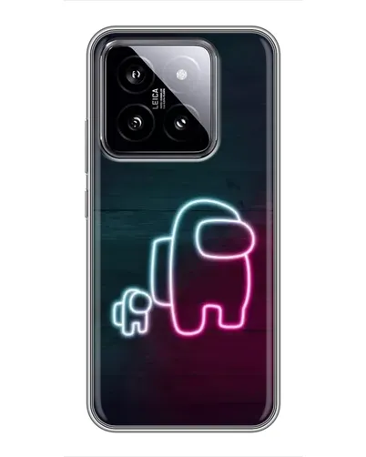 Чехол для Xiaomi 14 с картинкой «Among Us неон-арт»