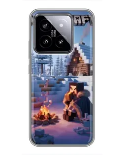 Чохол для Xiaomi 14 з картинкою «Зимовий Minecraft»