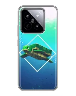 Чохол для Xiaomi 14 з картинкою «Черепаха Minecraft»