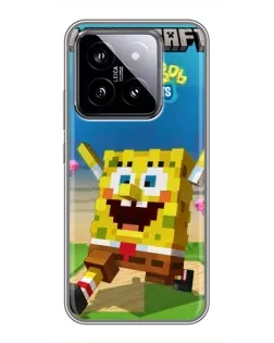 Чохол для Xiaomi 14 з картинкою «Губка Боб Minecraft»