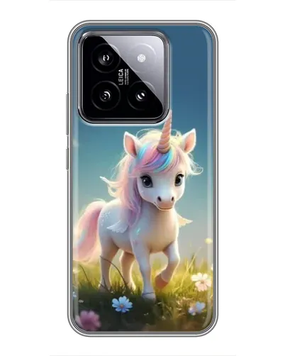 Чехол для Xiaomi 14 с картинкой «Единорог на поляне»